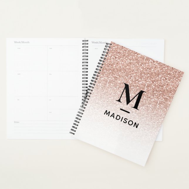 Personalized Planner Pink Glitter Ombre Design (Display)