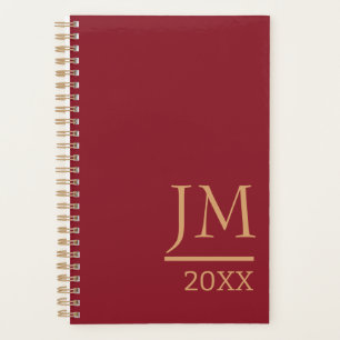 Personalized Planner with a Dark Red Cover