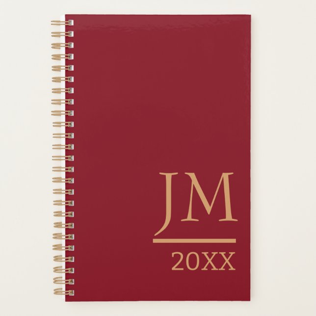 Personalized Planner with a Dark Red Cover (Front)