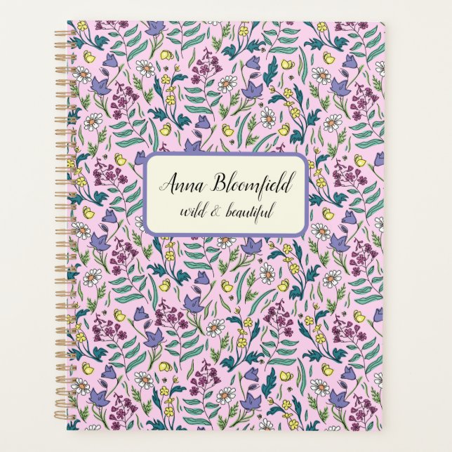 Personalized Planner with wildflowers pattern (Front)