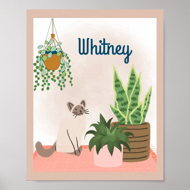 Personalized Plant and Cat Lover Wall Art (Front)