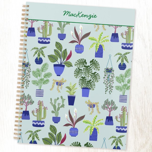 Personalized Plant Gardening Planner (Cactus succulent houseplant personalized custom name planner)