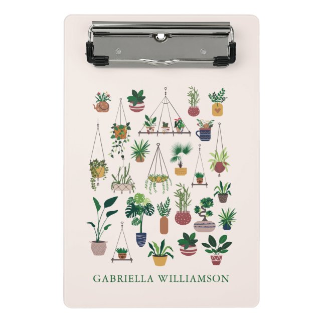 Personalized Plant Lover Botanical Custom Name Mini Clipboard (Front)