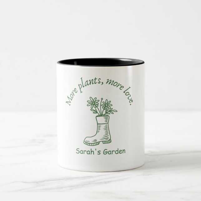 Personalized Plant Parent Botanical Custom  Two-Tone Coffee Mug (Center)