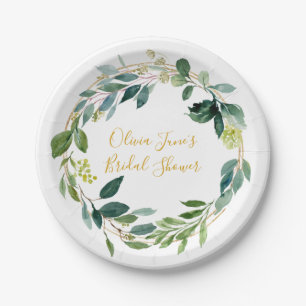 Personalized Plate, Botanical Eucalyptus Paper Plate