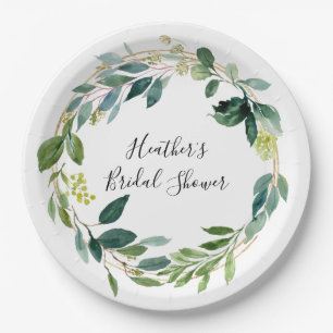 Personalized Plate, Botanical Eucalyptus Paper Plate