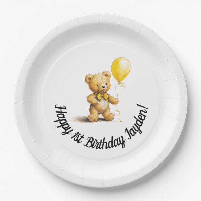 Personalized Plates, for Birthday, Baby Shower,  Paper Plate (Front)