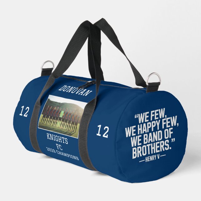 Personalized Player Name Team Photo Inspirational  Duffle Bag (Left Corner)
