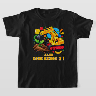 Personalized playful excavator Birthday T-Shirt