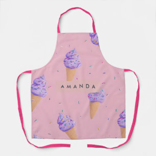 Personalized Playful Pastel Ice Cream Cone Style Apron