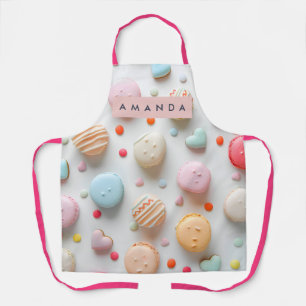 Personalized Playful Pastel Macaron & Candy Heart  Apron