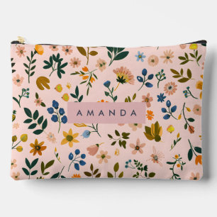 Personalized Playful Wildflower in Peach Accessory Pouch