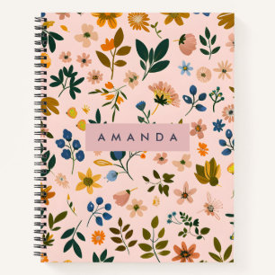 Personalized Playful Wildflower in Peach Notebook