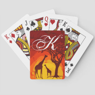 Personalized Playing Cards African Safari Giraffe