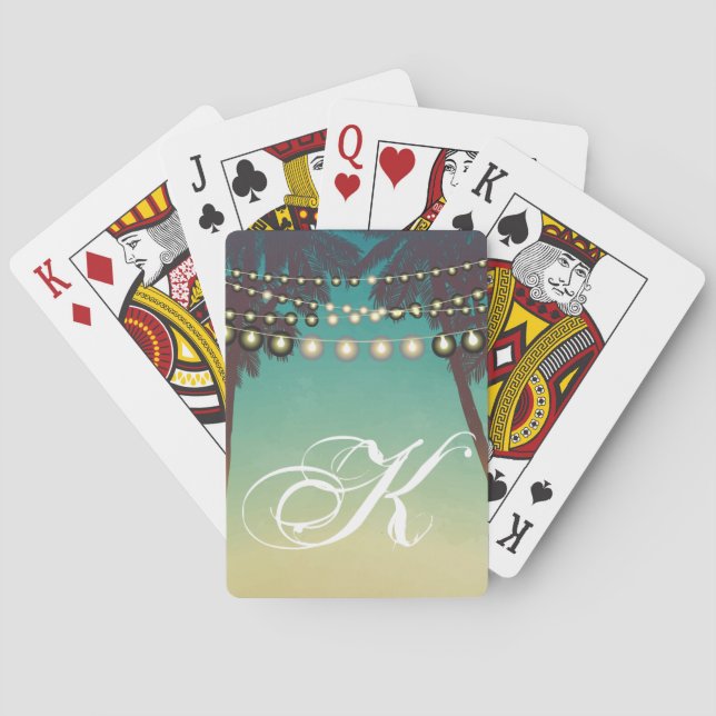 Personalized Playing Cards Beach Sunset Palm Trees (Back)