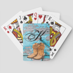 Personalized Playing Cards Blue Wood Barn Door Boo