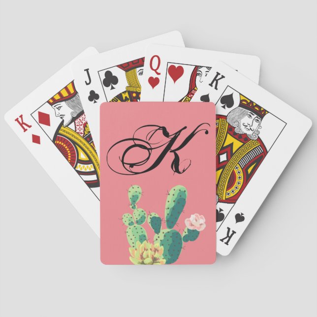 Personalized Playing Cards Bohemian Cactus Succule (Back)