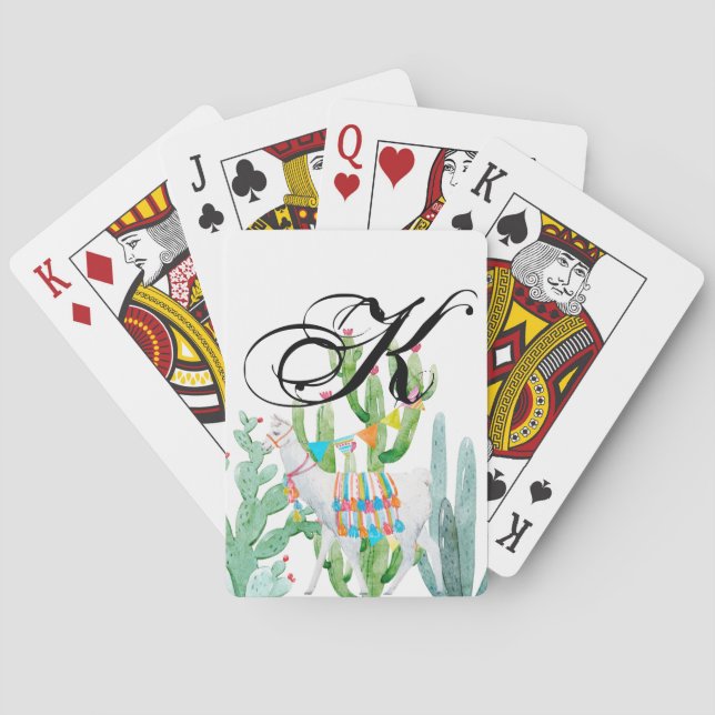 Personalized Playing Cards Boho Llama Bohemian Cac (Back)