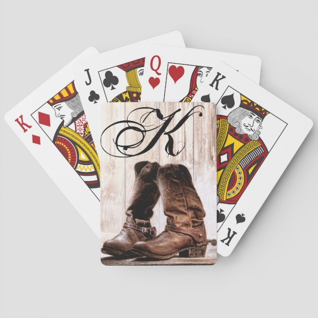 Personalized Playing Cards Boots Country Rustic We (Back)