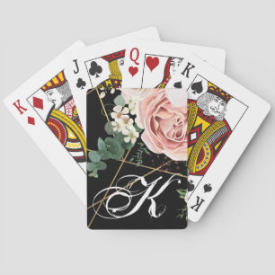 Personalized Playing Cards Geometric Garden Black