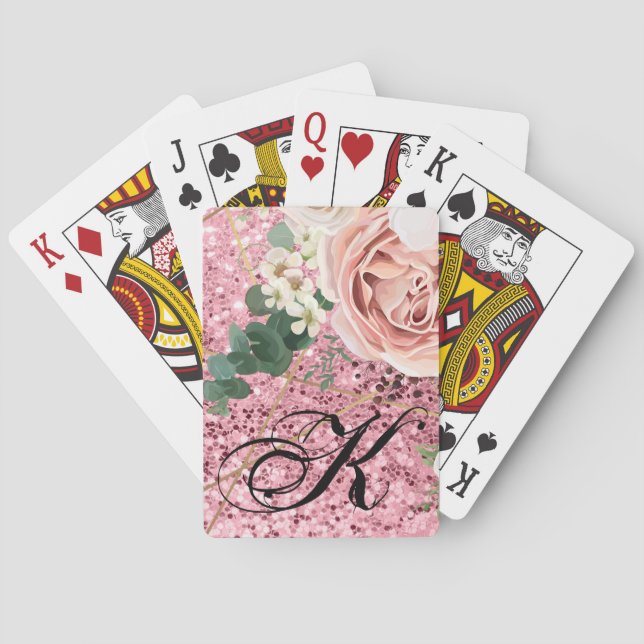Personalized Playing Cards Geometric Garden Rose (Back)
