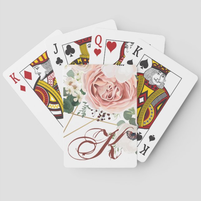 Personalized Playing Cards Geometric Garden Rose (Back)