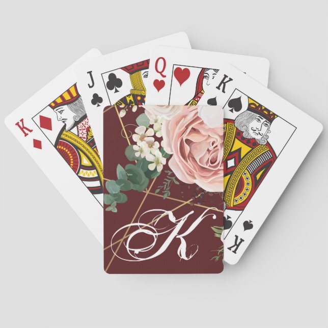 Personalized Playing Cards Geometric Garden Wine (Back)