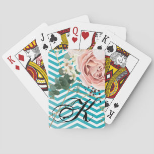 Personalized Playing Cards Geometric Rose Chevron