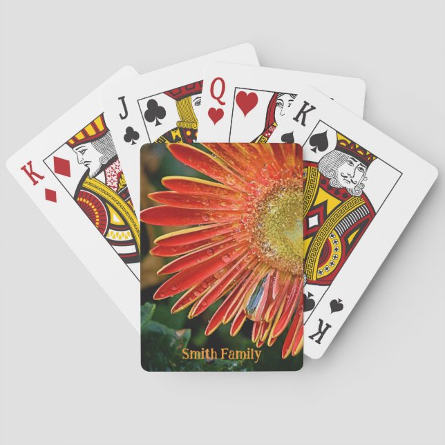 Personalized Playing Cards - Orange Gerbera Daisy (Back)