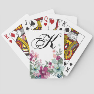 Personalized Playing Cards Tropical Flower on Whit