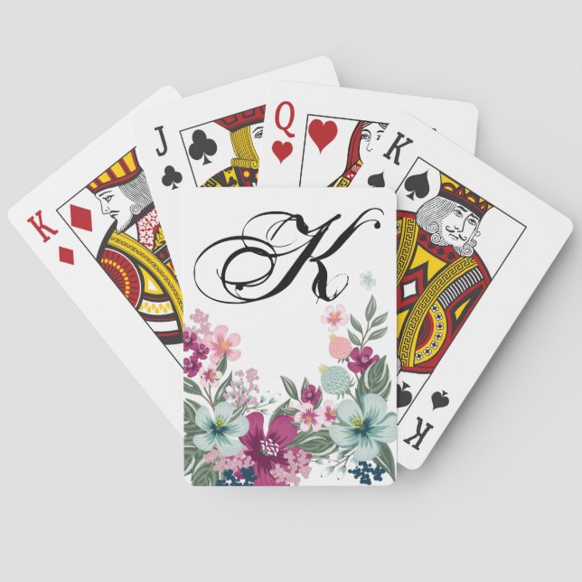 Personalized Playing Cards Tropical Flower on Whit (Back)