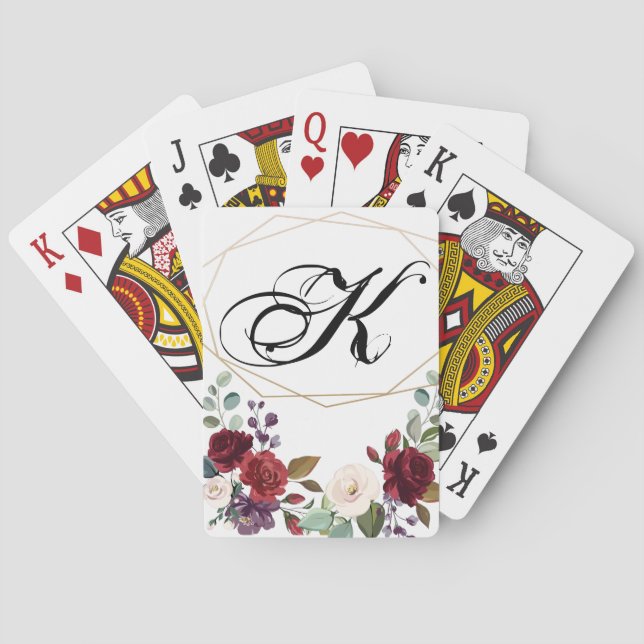 Personalized Playing Cards White Roses Gold (Back)