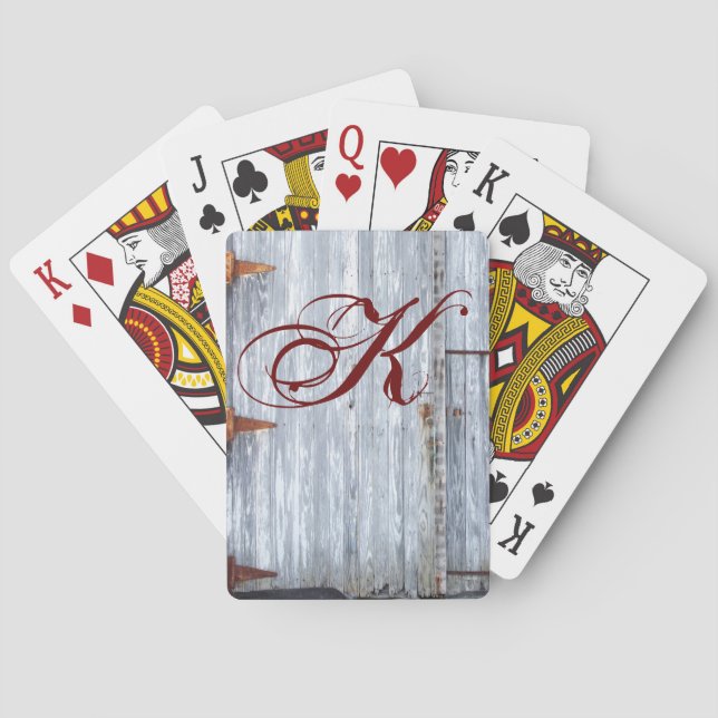 Personalized Playing Cards White Wash Wood Barn Do (Back)
