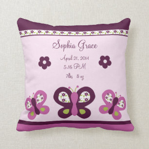 Personalized Plum Butterfly Keepsake Pillow