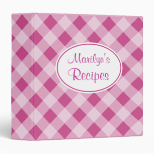 Personalized Plum Gingham Recipe Binder