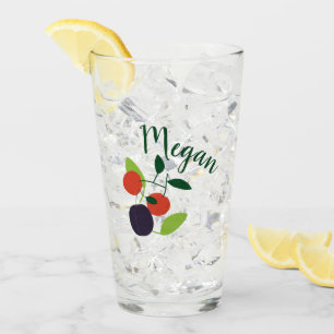 Personalized plums and cherries party glass