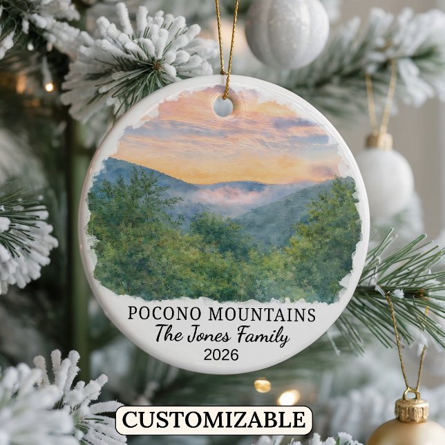 Personalized Pocono Mountains, Custom Pennsylvania Ceramic Ornament (Creator Uploaded)