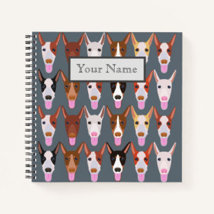Personalized Podenco Dog Faces Grey Notebook