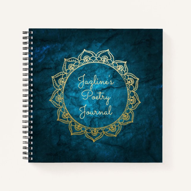Personalized Poetry Journal Gold Mandala (Front)