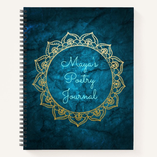 Personalized Poetry Journal Gold Mandala (Front)