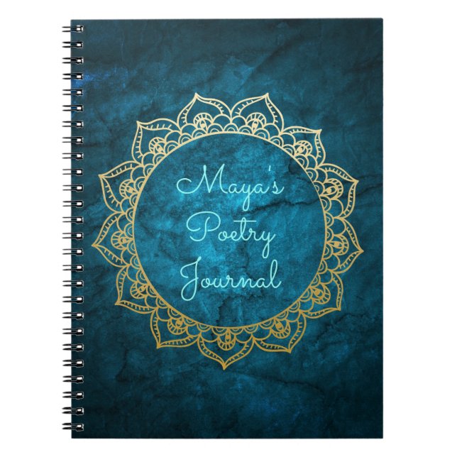 Personalized Poetry Journal with Gold Mandala (Front)