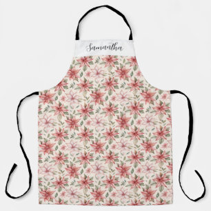 Personalized Poinsettia Christmas Apron