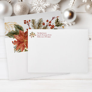 Personalized Poinsettia Christmas  Envelope