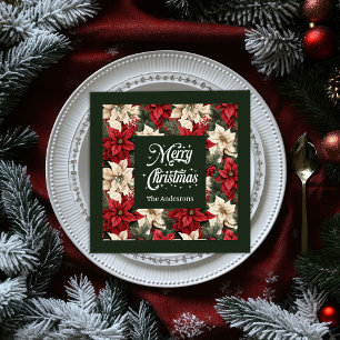 Personalized Poinsettia Napkins Chic Holiday Style
