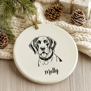 Personalized Pointer Dog Christmas Ceramic Ornament
