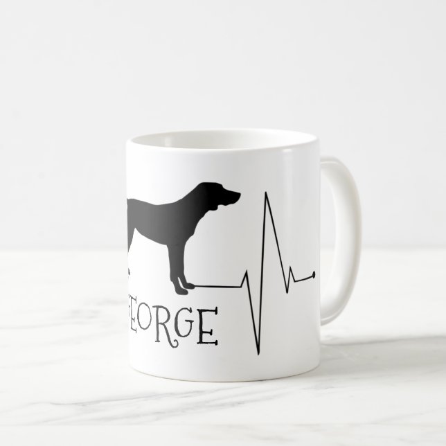 Personalized Pointer Love My Dog Heart Beat Coffee Mug (Front Right)