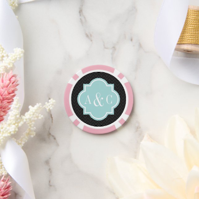 Personalized poker chips for Vegas wedding party (Wedding)