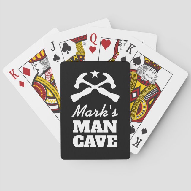 Personalized poker playing cards for guys man cave (Back)