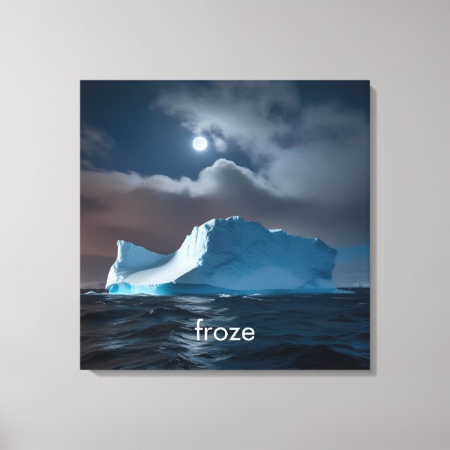 Personalized polar arctic iceberg night sky canvas print (Front)