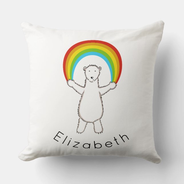 Personalized Polar Bear and Rainbow cushion (Front)